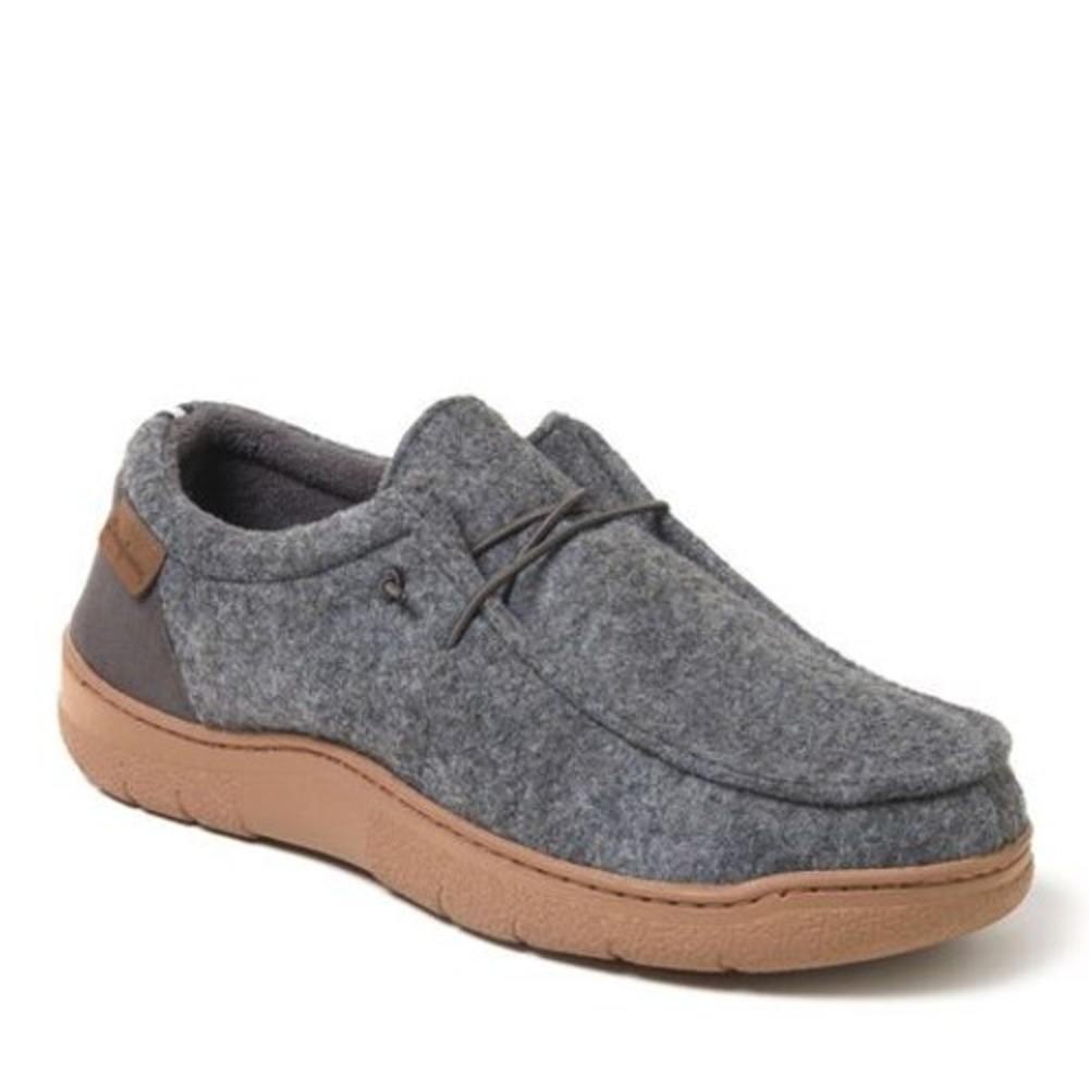 Dearfoams Mens Bennett Chukka Closed Back Slipper Grey Felt Large 11-12 NEW